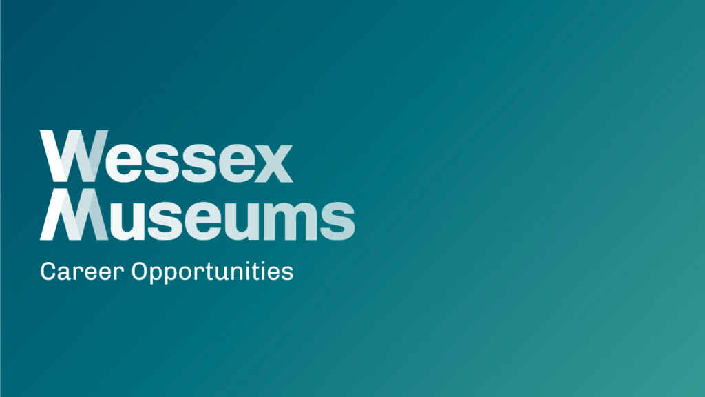 Wessex Museums logo on blue background with 'career opportunities' written below